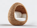 Gartensofa Geflecht 125x105x150 cm - Naturbraun-Cremeweiß - Eiförmiges Loungedesign mit geschützter Sitzform