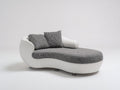 Chaiselongues Stoff und Kunstleder 200x95x82 cm - Grau-Weiß - Modernes geschwungenes Design