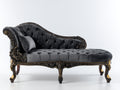 Chaiselongue aus Stoff 185 x 75 x 95 cm - Schwarz Gold - klassisches Design mit gepolsterter Liegefläche