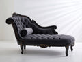 Chaiselongues Samt 190x80x105 cm - Dunkelgrau-Schwarz - Klassisches Design mit Knopfheftung