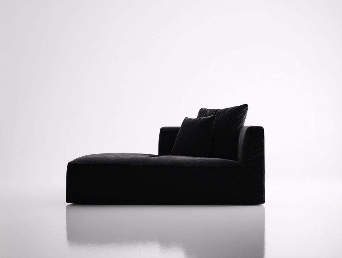 Chaiselongue aus Stoff 150 x 85 x 78 cm - Schwarz - modernes Design mit breiter Liegefläche