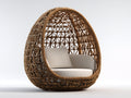 Gartensofa aus Rattan 160 x 105 x 165 cm - Natur Beige - ovales Lounge Design mit geschützter Sitzstruktur
