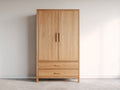 Kleiderschrank aus Holz 110x55x190 cm - Naturholz - 2 Türen und 2 Schubladen