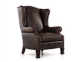 Sessel Leder 90x94x112 cm - Dunkelbraun - Klassischer Ohrensessel mit Ziernagelbesatz