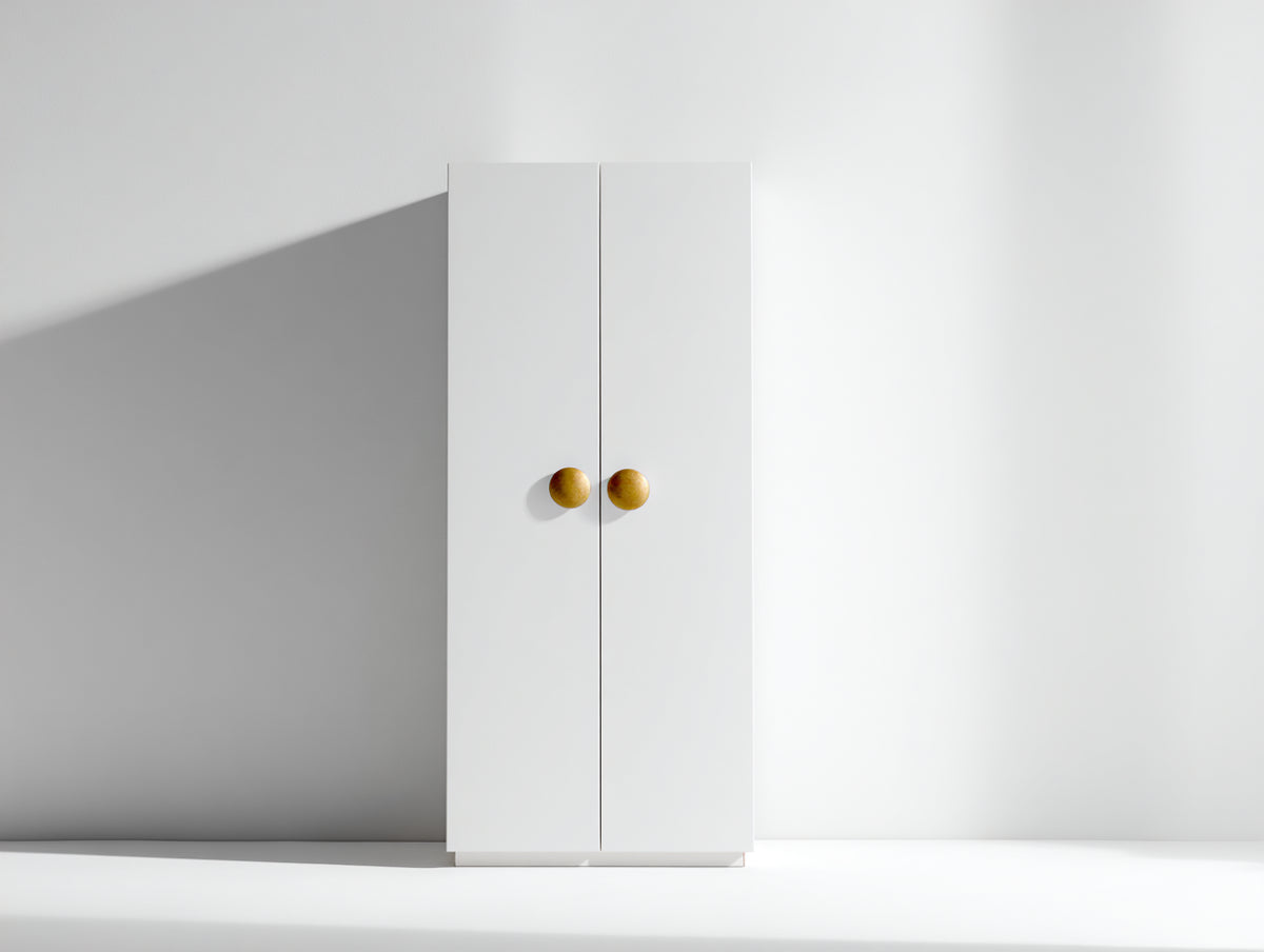 Kleiderschrank aus Holzwerkstoff 80 x 50 x 180 cm - Weiß - zweitüriges minimalistisches Design